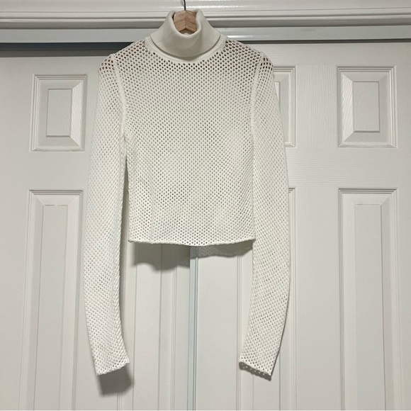 A.L.C White Turtleneck Sweater with Mesh Details - Picture 3 of 4